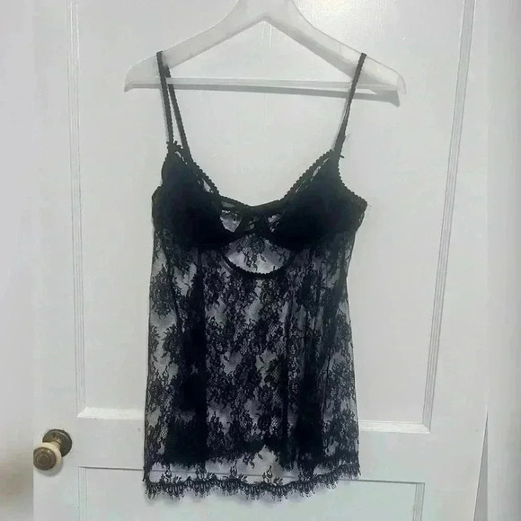 Victoria’s Secret Black Lace Babydoll 90s y2k Top Dress Size 36C - Picture 1 of 3